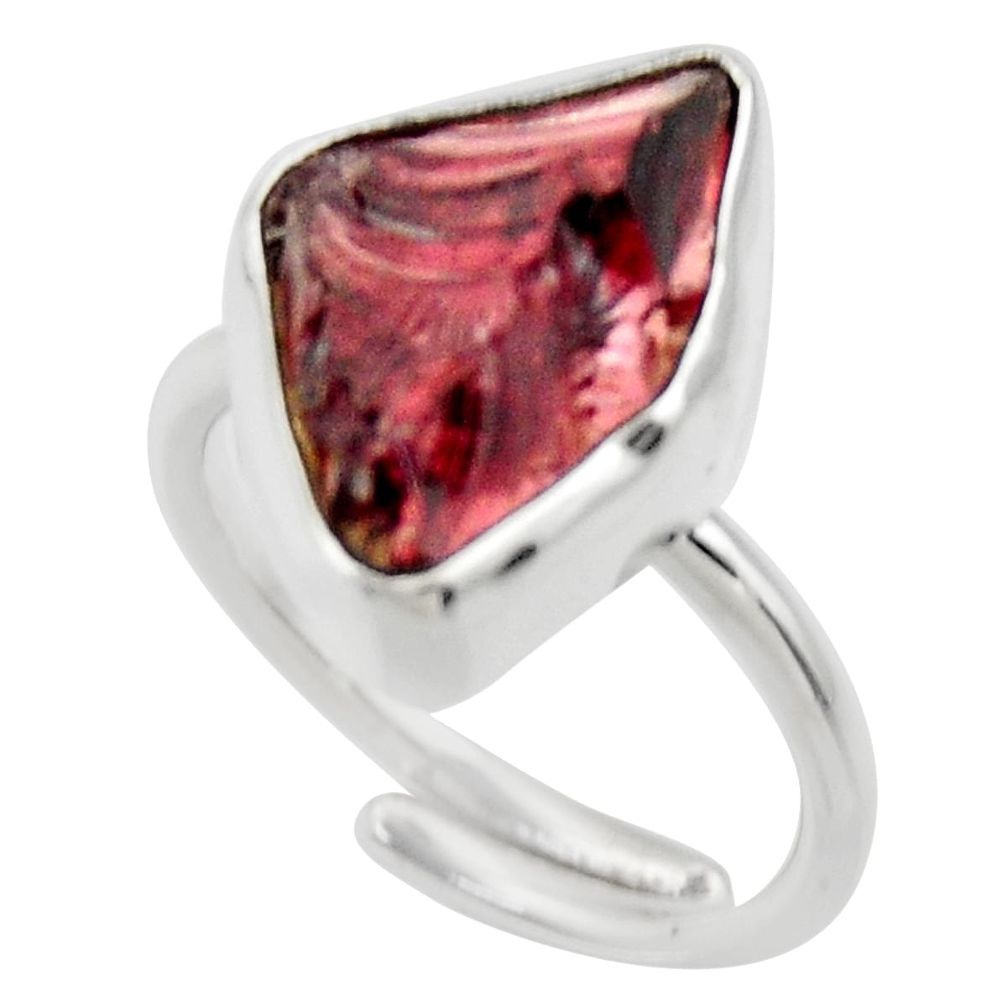 8.05cts natural garnet rough 925 silver adjustable solitaire ring size 6 r29666