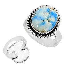 7.62cts natural golden hills turquoise silver adjustable ring size 6.5 c32801