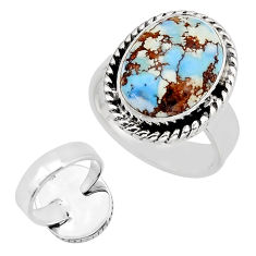 10.89cts natural golden hills turquoise silver adjustable ring size 7.5 c32818