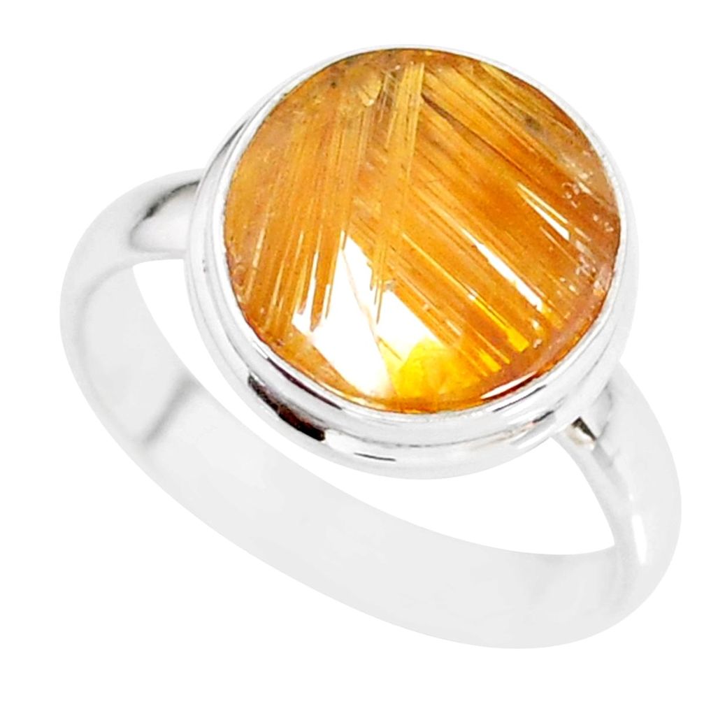 9.05cts natural golden star rutilated quartz 925 silver ring size 9.5 r86538