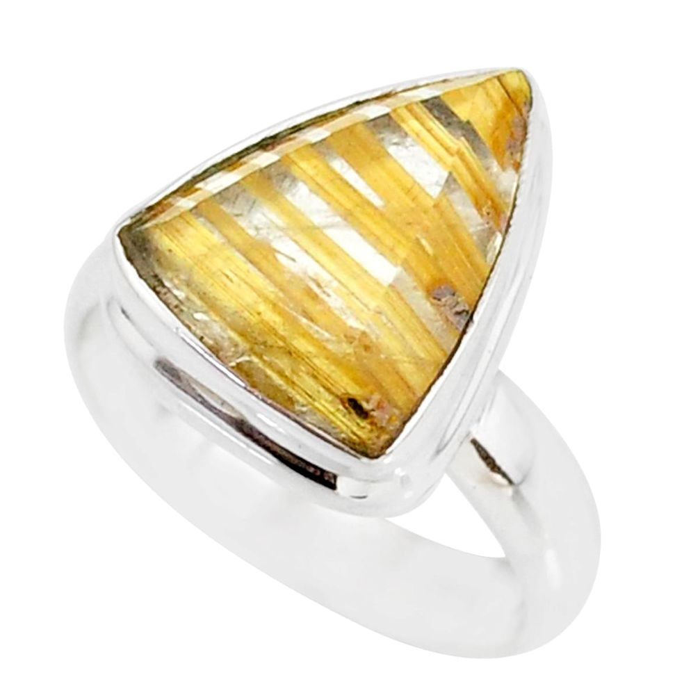 5.51cts natural golden star rutilated quartz 925 silver ring size 6.5 r86559