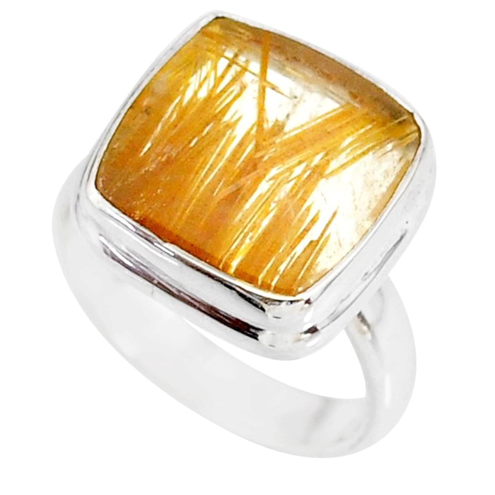 11.04cts natural golden star rutilated quartz 925 silver ring size 6.5 r86560