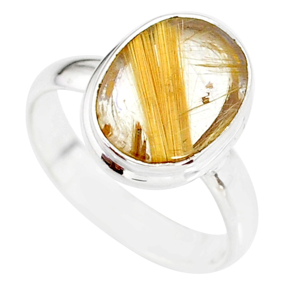 5.82cts natural golden star rutilated quartz 925 silver ring size 8 r86548