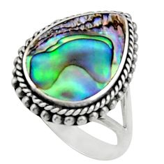5.38cts natural green abalone paua seashell silver solitaire ring size 6 c9813