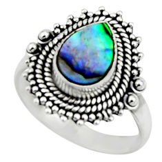 2.72cts natural green abalone paua seashell silver solitaire ring size 8 r52576