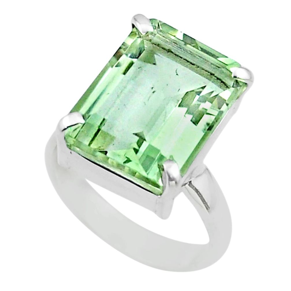 10.06cts natural green amethyst 925 silver prasiolite ring jewelry size 7 t54595