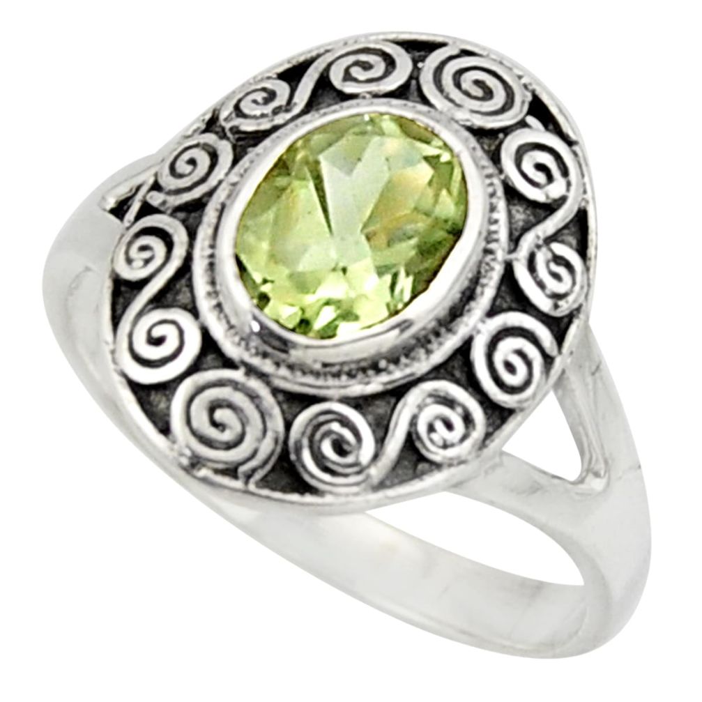 2.24cts natural green amethyst 925 silver solitaire ring jewelry size 8.5 r40990