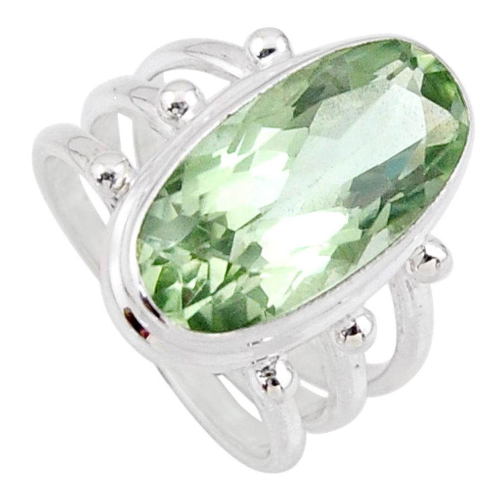 8.71cts natural green amethyst 925 silver solitaire ring jewelry size 7.5 r56003