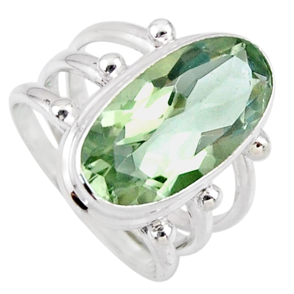 8.24cts natural green amethyst 925 silver solitaire ring jewelry size 6.5 r56006