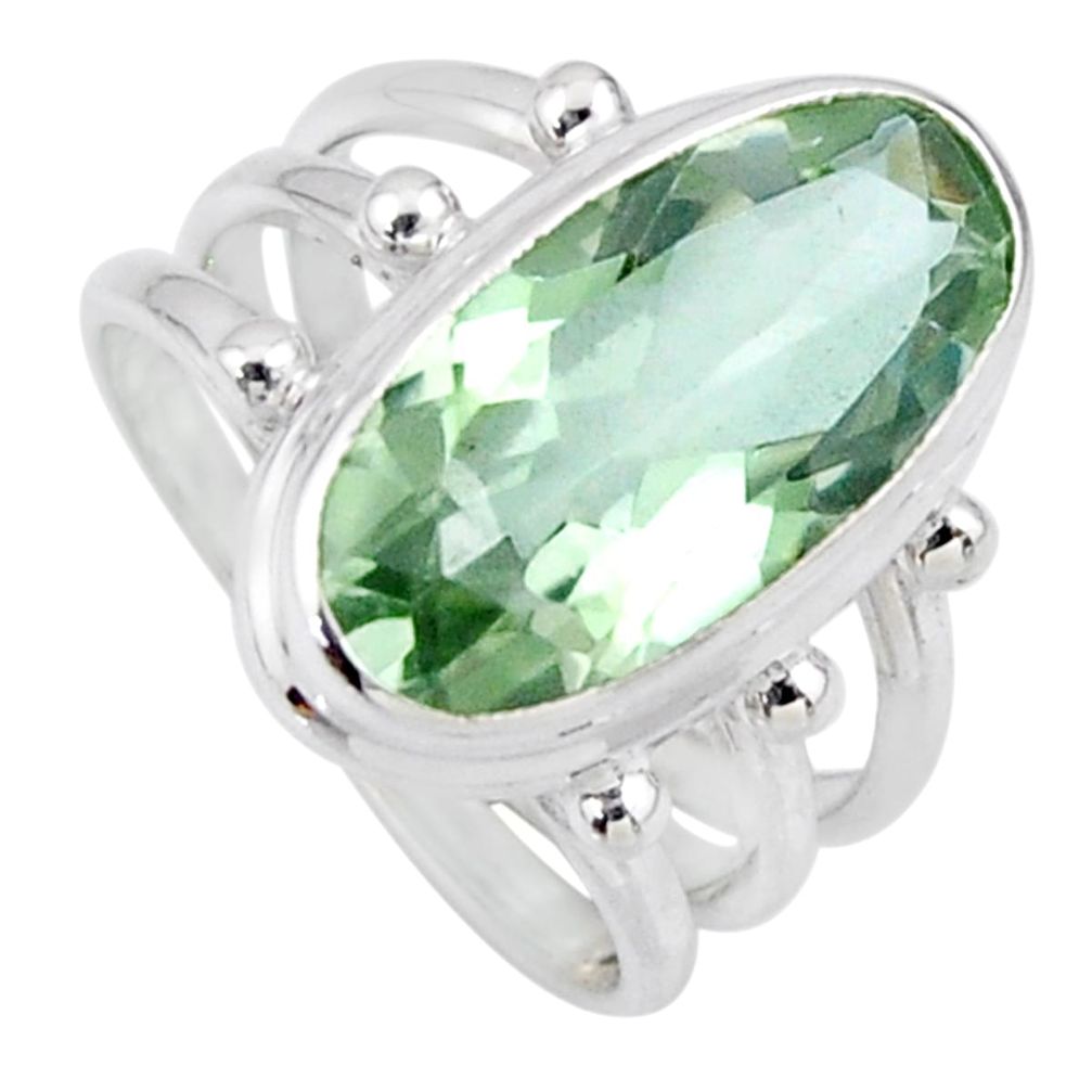 8.27cts natural green amethyst 925 silver solitaire ring jewelry size 7.5 r56007
