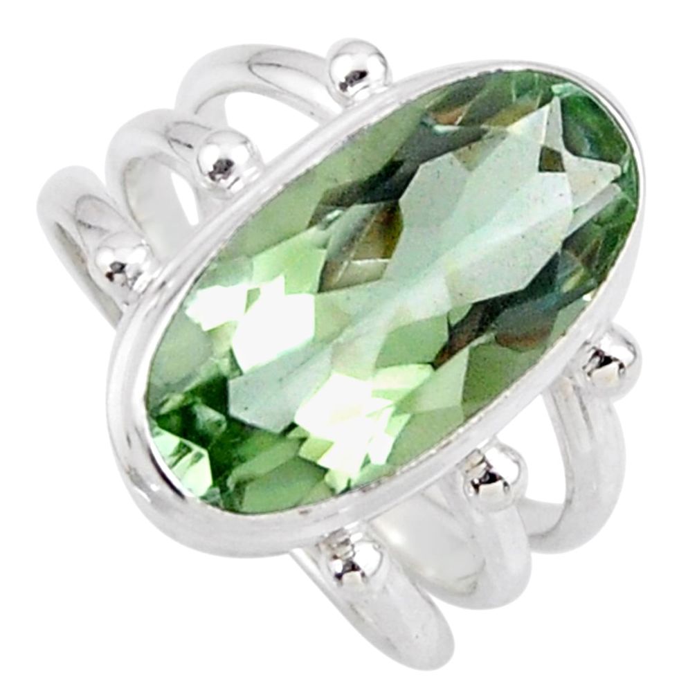 8.27cts natural green amethyst 925 silver solitaire ring jewelry size 7 r56002