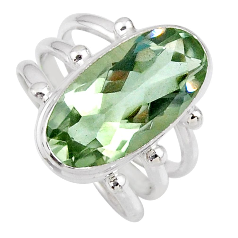 8.24cts natural green amethyst 925 silver solitaire ring jewelry size 7 r56009