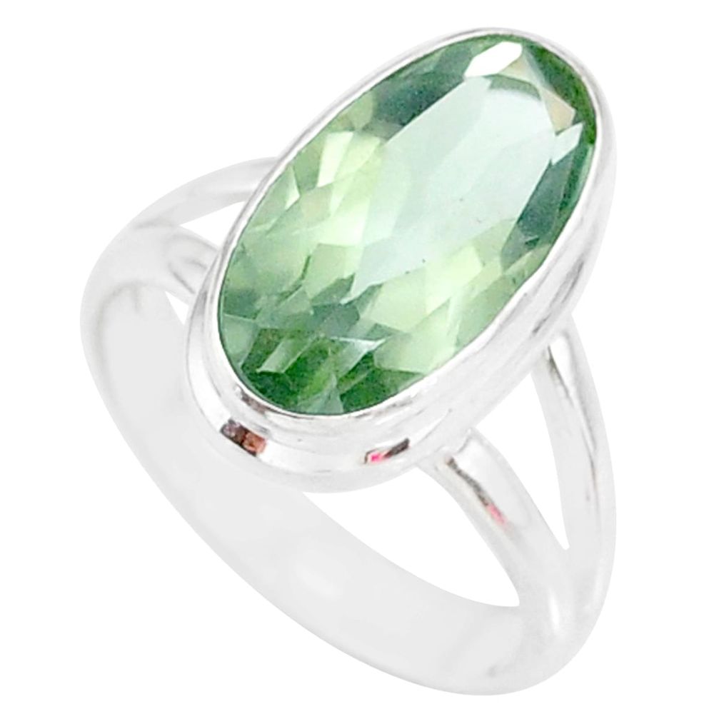 7.88cts natural green amethyst 925 silver solitaire ring jewelry size 7 r84993