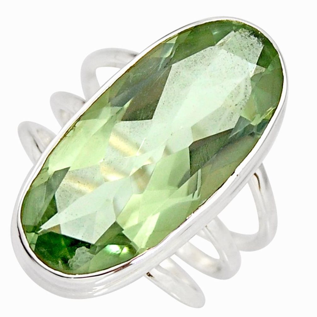 13.41cts natural green amethyst 925 silver solitaire ring jewelry size 8 r27112