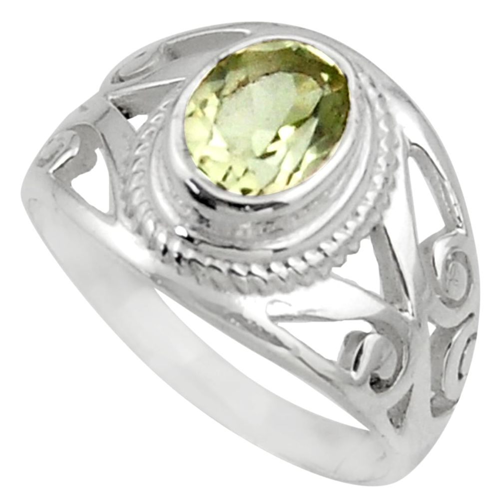 2.08cts natural green amethyst 925 silver solitaire ring jewelry size 8 r40911