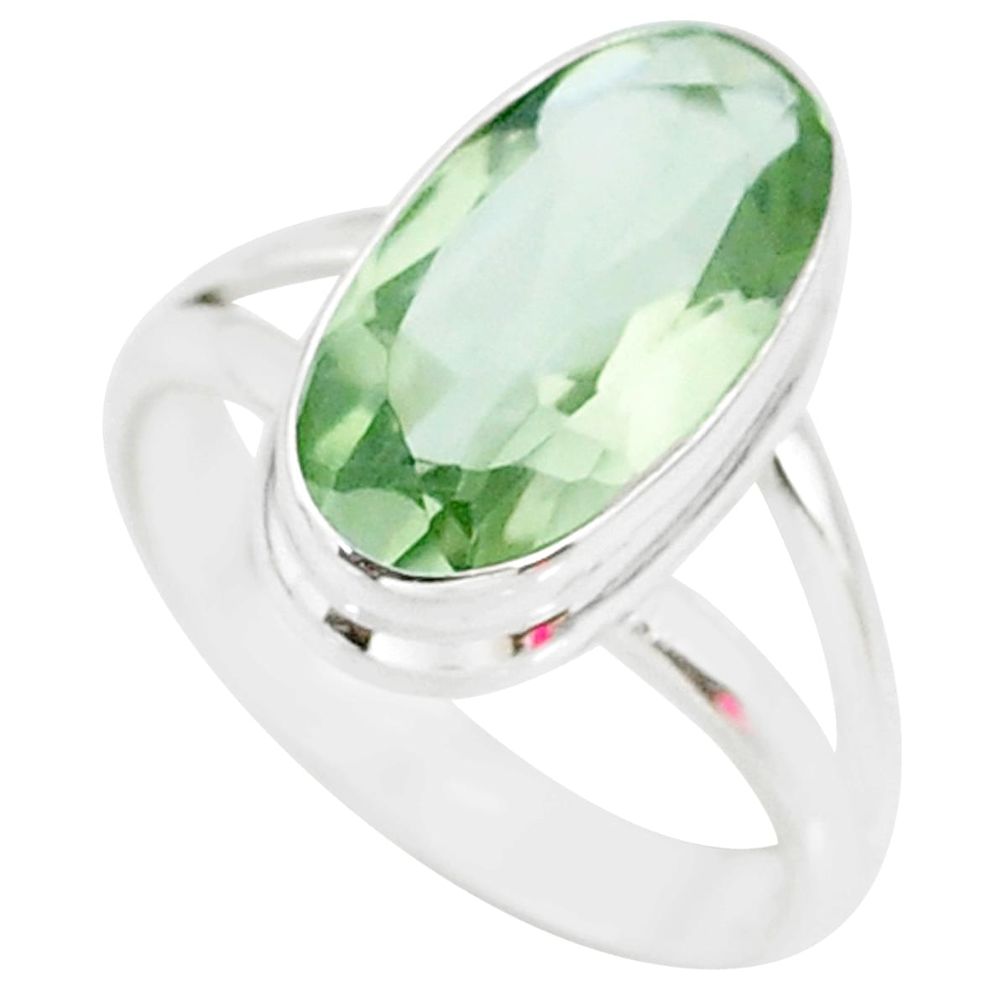 7.53cts natural green amethyst 925 silver solitaire ring jewelry size 8 r84991