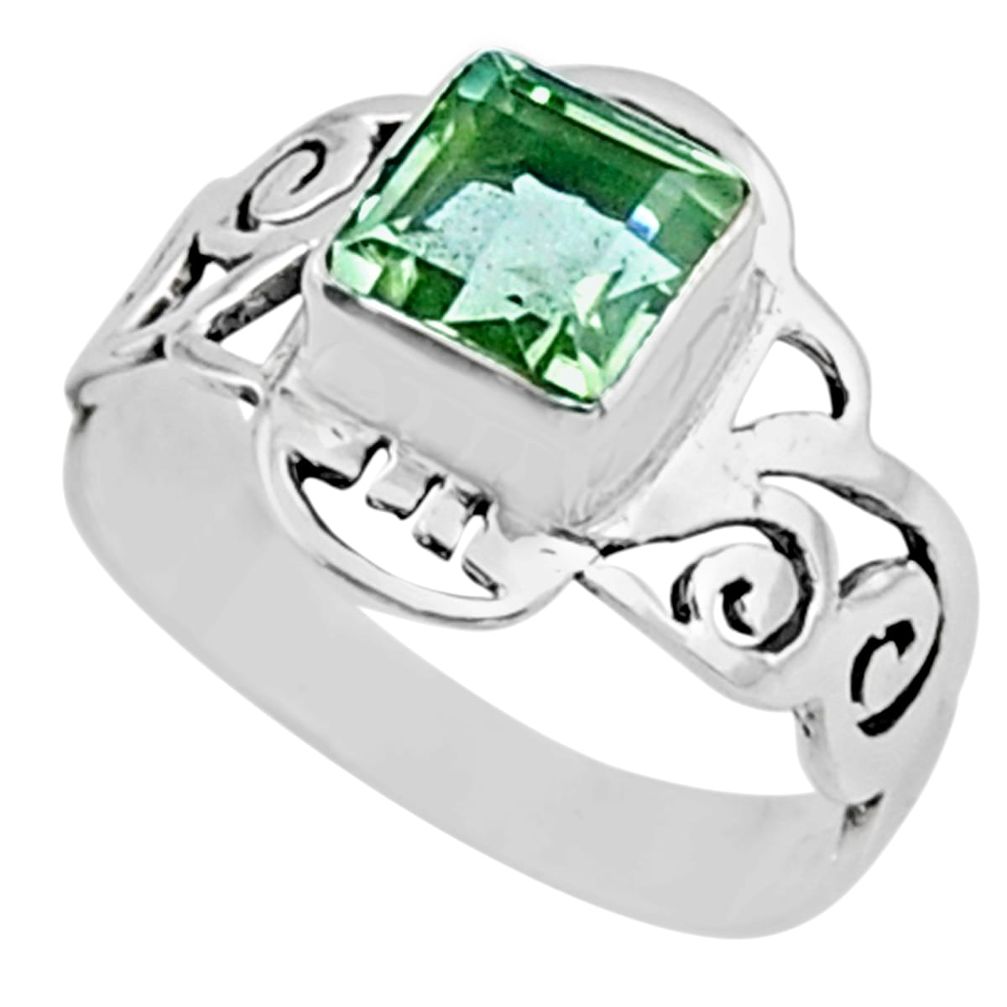 2.81cts natural green amethyst 925 silver solitaire ring jewelry size 9 r54422