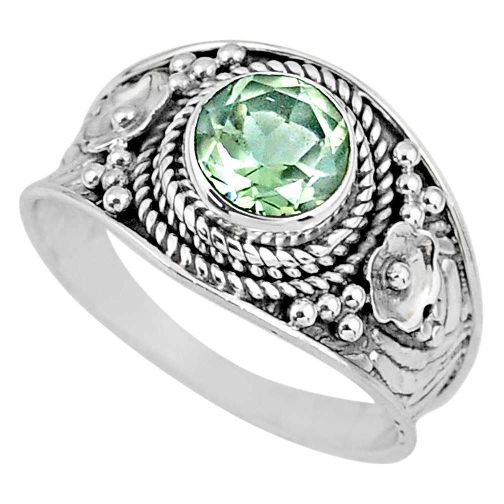 2.53cts natural green amethyst 925 silver solitaire ring jewelry size 9 r58061