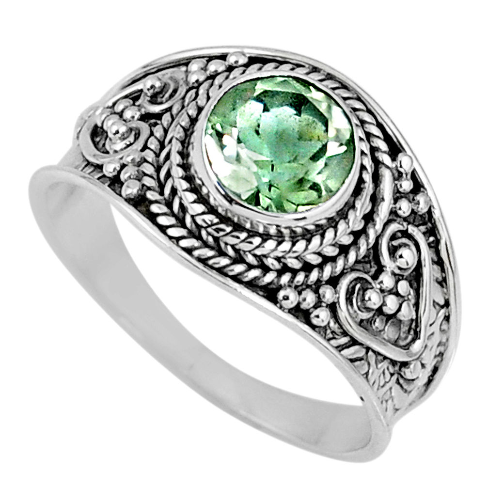 2.92cts natural green amethyst 925 silver solitaire ring jewelry size 9 r58528