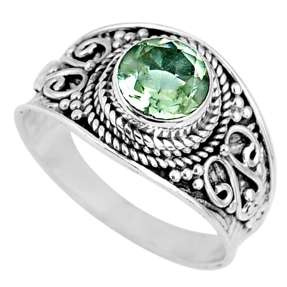 2.78cts natural green amethyst 925 silver solitaire ring jewelry size 9 r58529