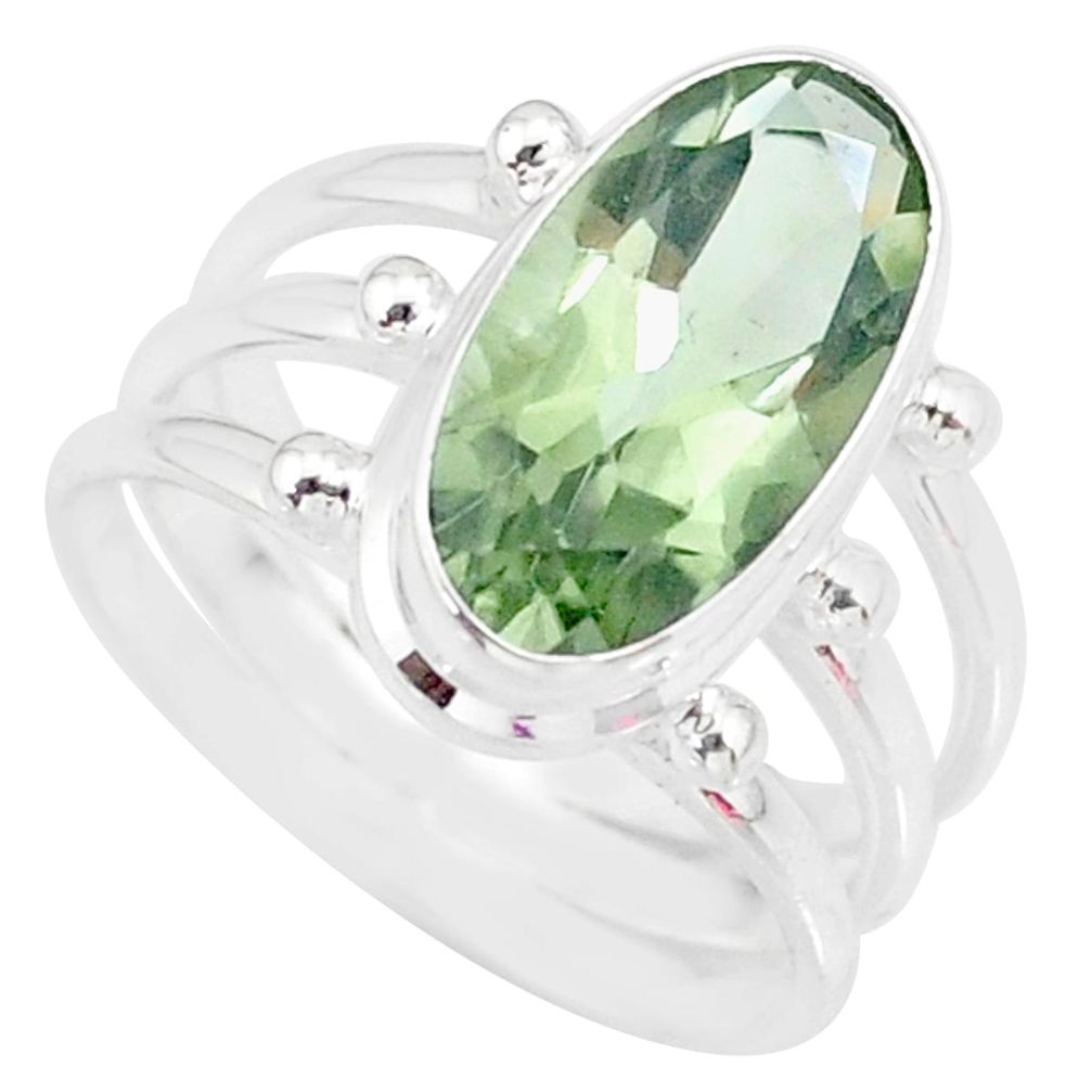 8.27cts natural green amethyst 925 silver solitaire ring jewelry size 9 r85011