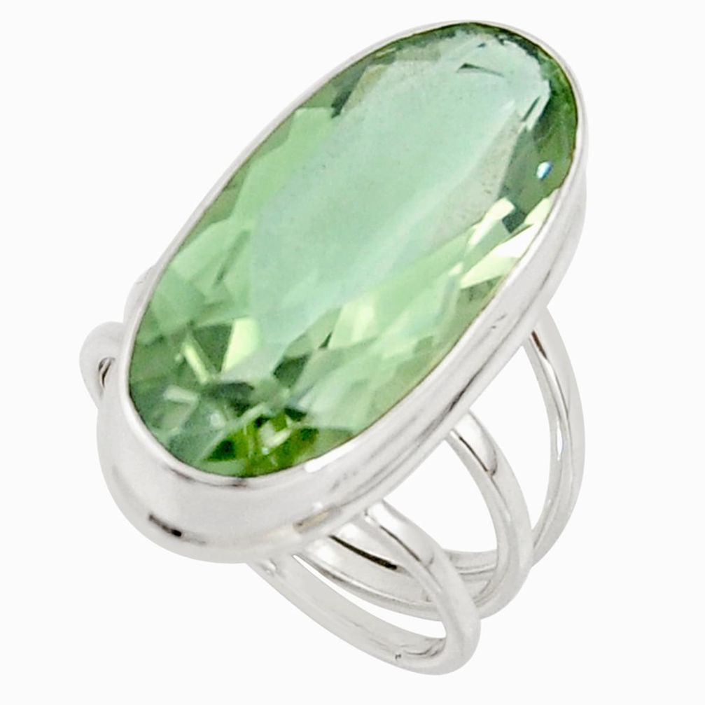 18.00cts natural green amethyst 925 sterling silver ring jewelry size 7.5 r42123