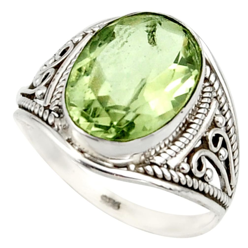 6.03cts natural green amethyst 925 sterling silver ring jewelry size 8.5 r42809