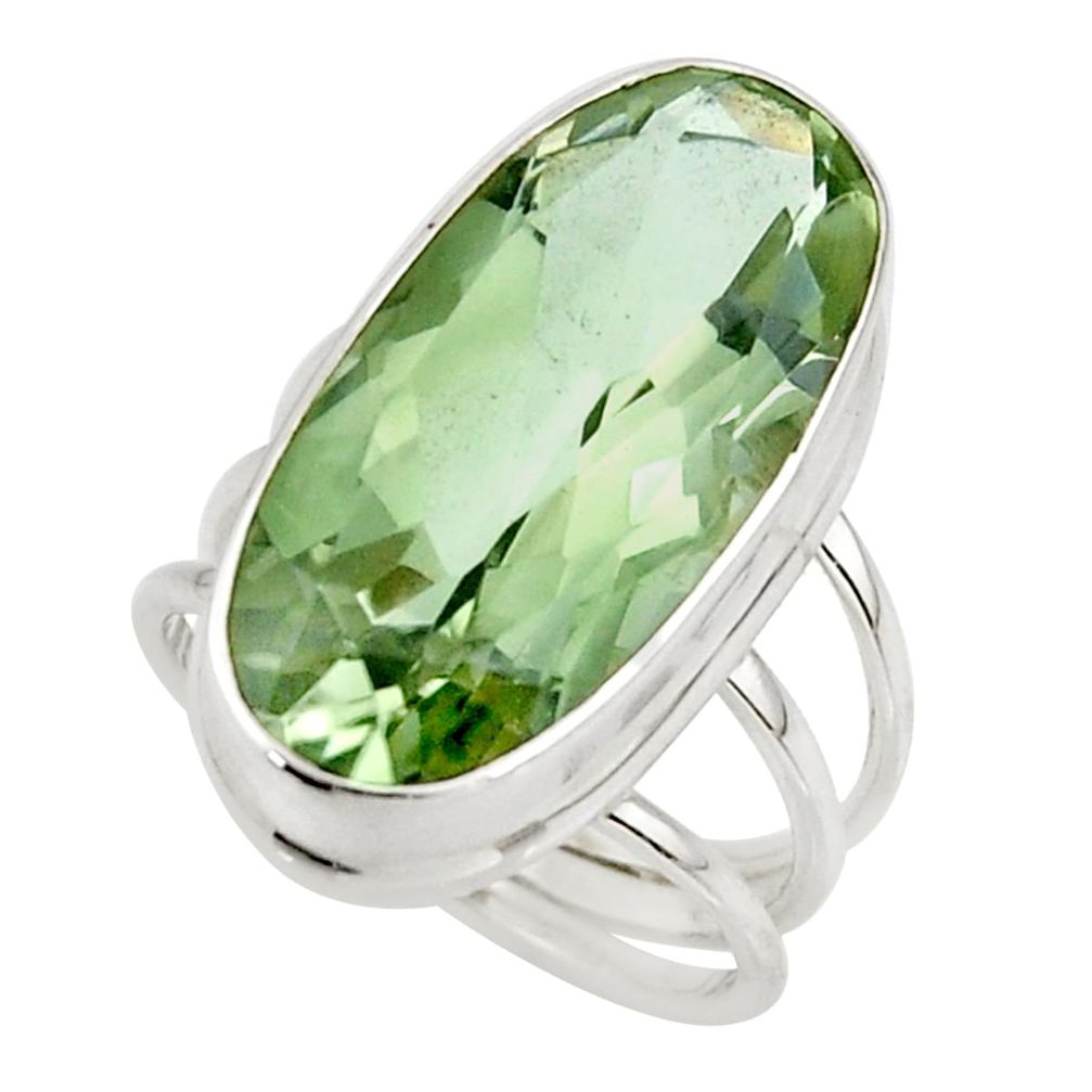 17.95cts natural green amethyst 925 sterling silver ring jewelry size 7 r42124