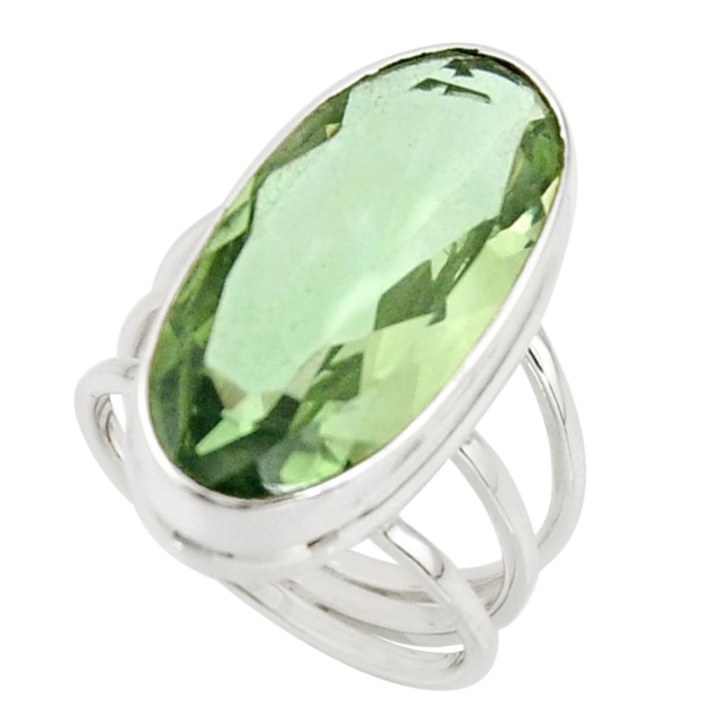 17.43cts natural green amethyst 925 sterling silver ring jewelry size 8 r42121