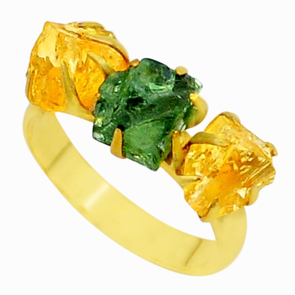 8.78cts natural green apatite (madagascar) 14k gold ring size 8 t34983