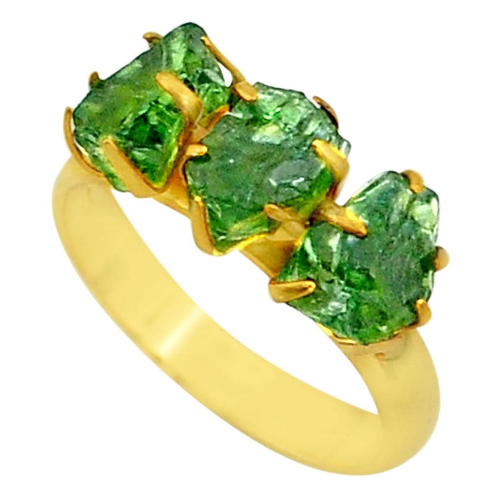 9.59cts natural green apatite (madagascar) 14k gold handmade ring size 9 t34987