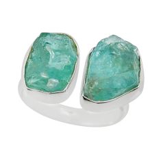 11.93cts natural green apatite rough 925 silver adjustable ring size 8 y25651