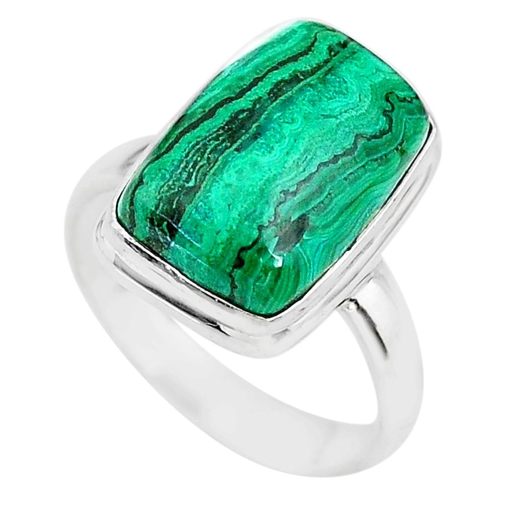 9.03cts natural green azurite malachite 925 silver solitaire ring size 8 t21496