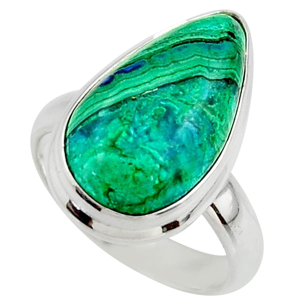 10.33cts natural green azurite malachite 925 sterling silver ring size 7 r42469
