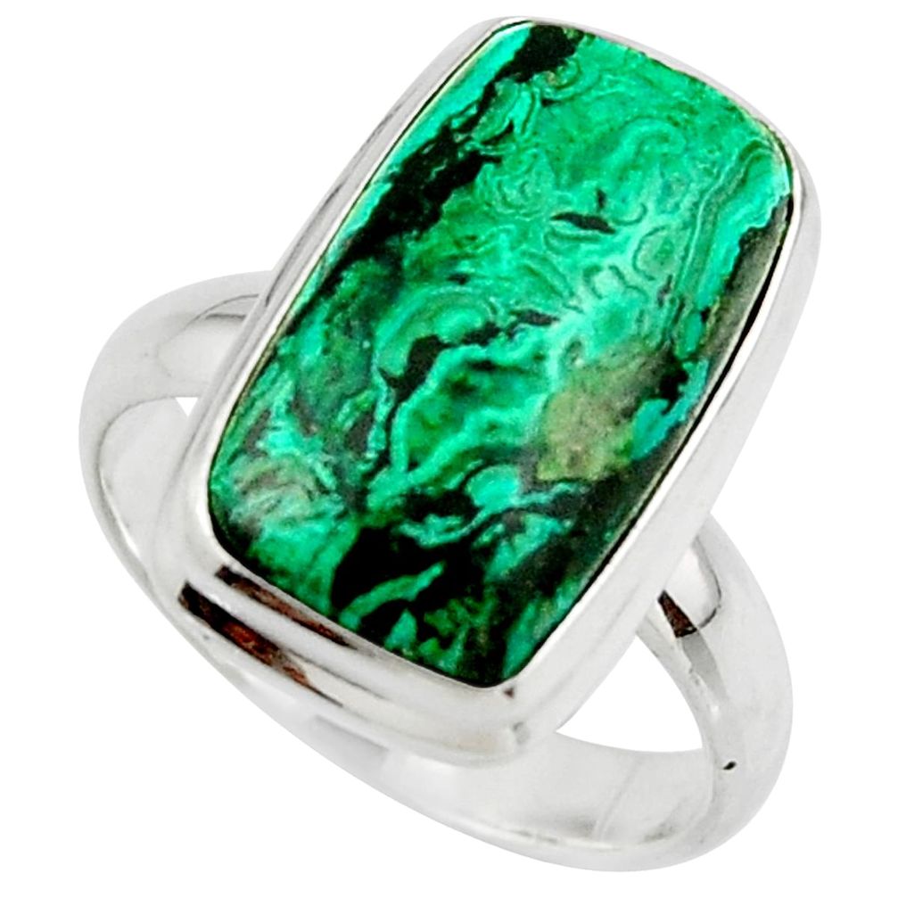 10.57cts natural green azurite malachite 925 sterling silver ring size 8 r42466