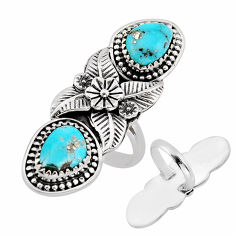 8.87cts natural green campitos turquoise 925 silver flower ring size 7 c32518