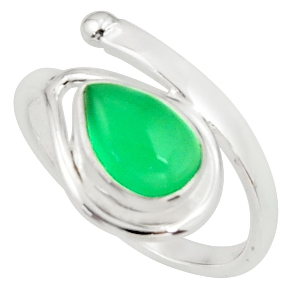 2.28cts natural green chalcedony 925 silver solitaire ring jewelry size 6 r37901