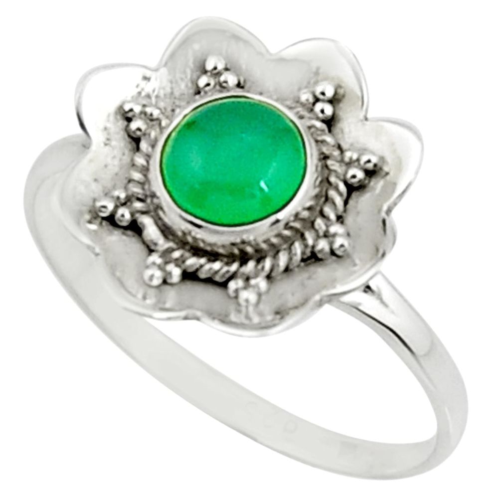 1.36cts natural green chalcedony 925 silver solitaire ring jewelry size 9 r22209