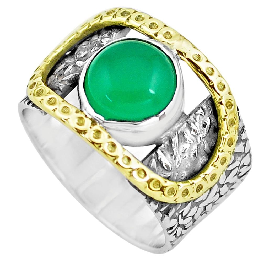 4.56cts natural green chalcedony 925 silver solitaire ring size 7.5 p77129