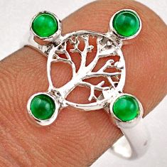 1.16cts natural green chalcedony 925 silver tree of life ring size 8 t88723