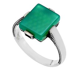 5.35cts natural green chalcedony 925 sterling silver mens ring size 10.5 c28001