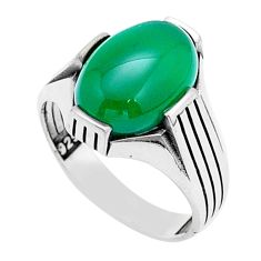 6.31cts natural green chalcedony 925 sterling silver mens ring size 9 c28002