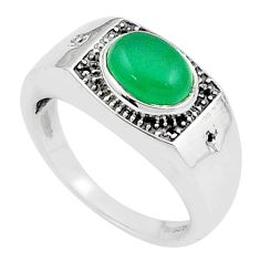 2.06cts natural green chalcedony 925 sterling silver mens ring size 7.5 u24300