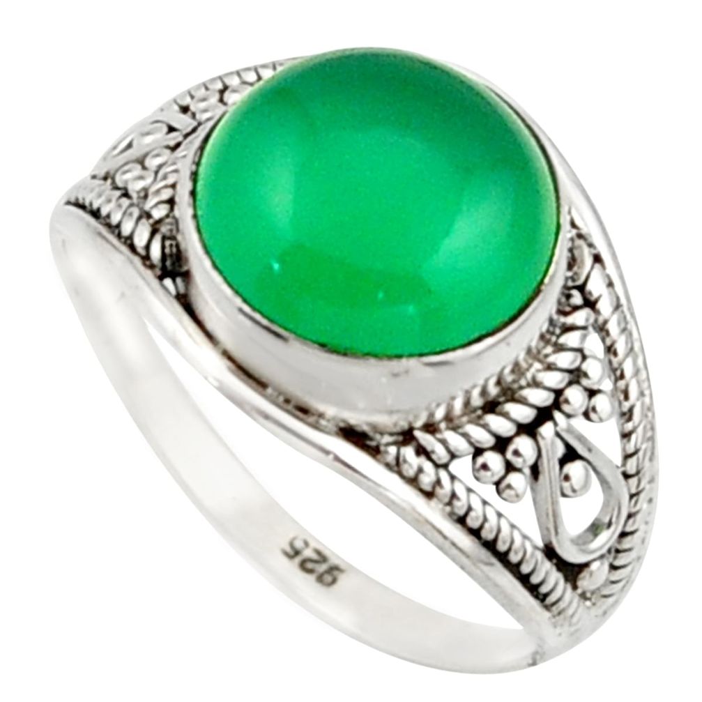 4.94cts natural green chalcedony 925 sterling silver ring jewelry size 7 r42761