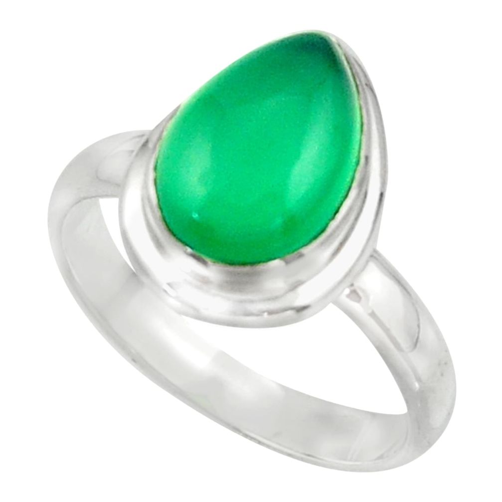 4.30cts natural green chalcedony 925 sterling silver ring jewelry size 8 r42767
