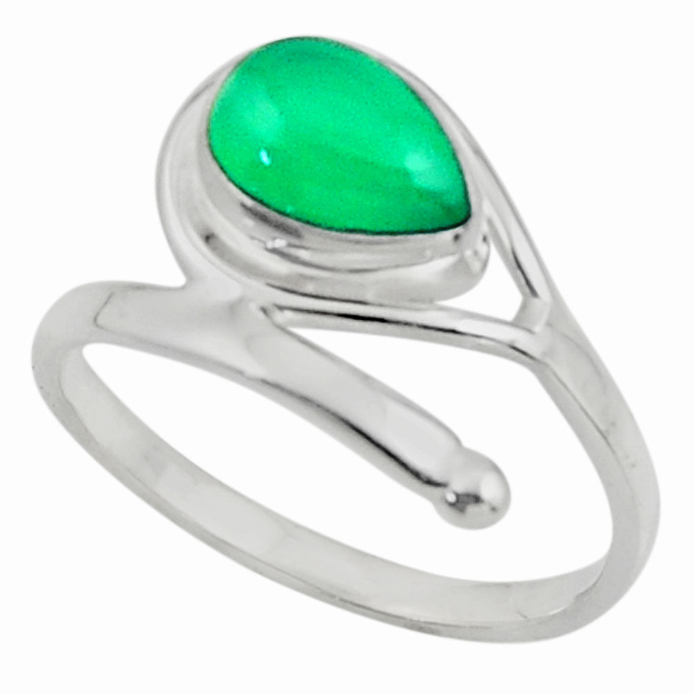 2.75cts natural green chalcedony 925 sterling silver ring jewelry size 8 r44861