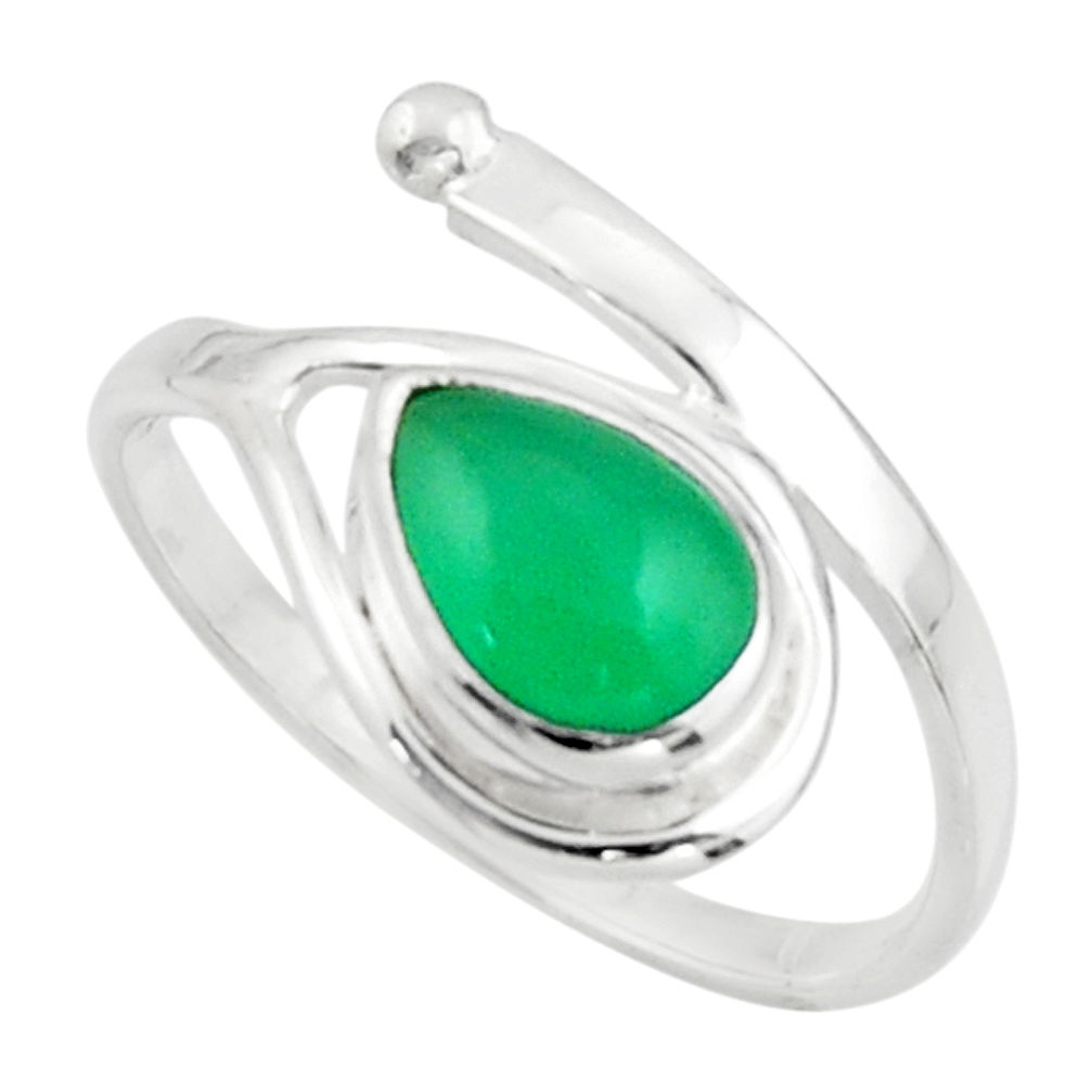 2.74cts natural green chalcedony 925 sterling silver ring size 8.5 r44862