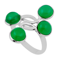 3.64cts natural green chalcedony round 925 silver ring jewelry size 7.5 n30467