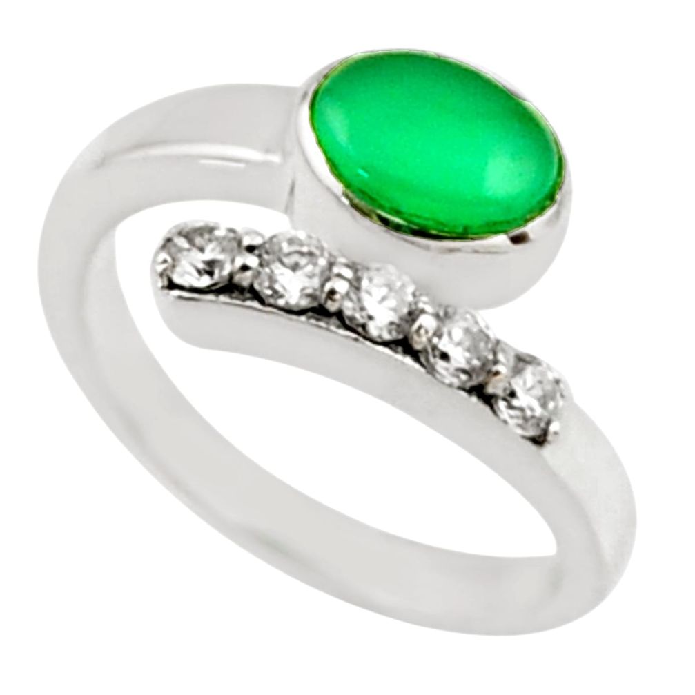 3.56cts natural green chalcedony topaz 925 silver adjustable ring size 8 r54568