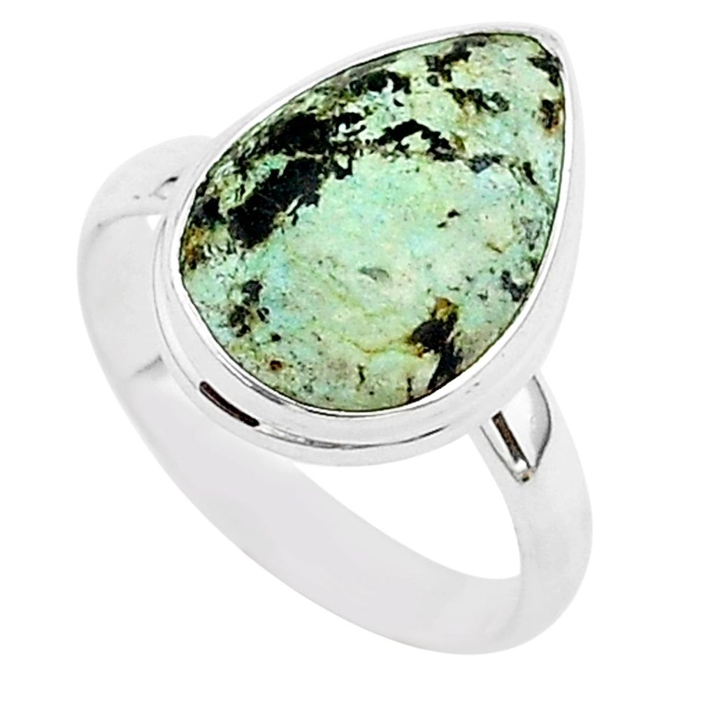 8.15cts natural green chrome chalcedony 925 silver solitaire ring size 9 r95749
